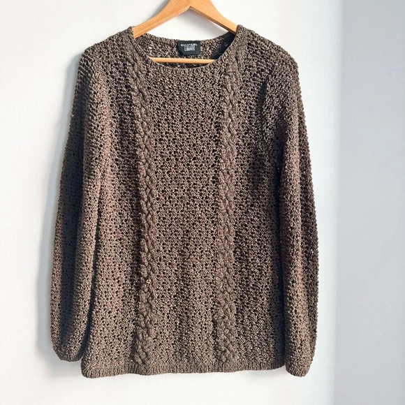 emmanuel Ungaro Liberte Open Knit Olive Brown Crochet Knit Pullover L - Picture 1 of 6